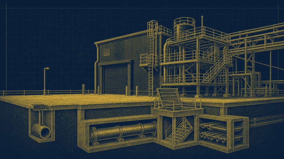 Ilustración conceptual de infraestructura industrial