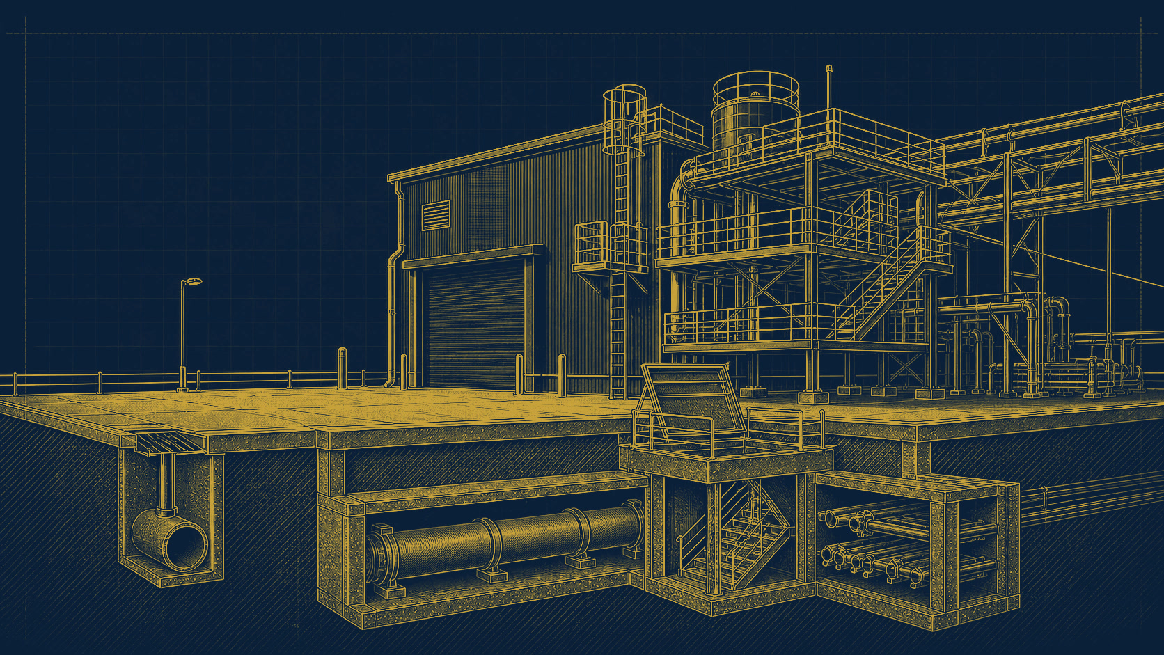 Ilustración conceptual de infraestructura industrial