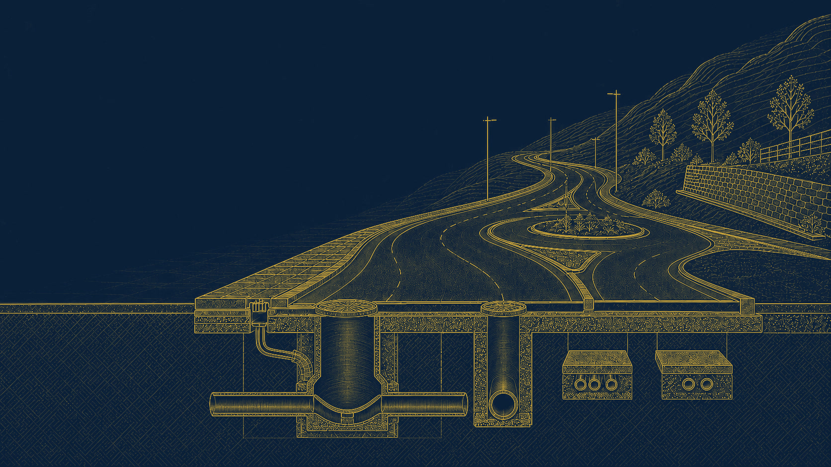 Ilustración conceptual de urbanización y servicios